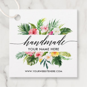 Handmade Calligraphy Script Tropical Floral Favour Tags