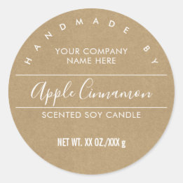 Handmade Candle Kraft Paper Look Product Label