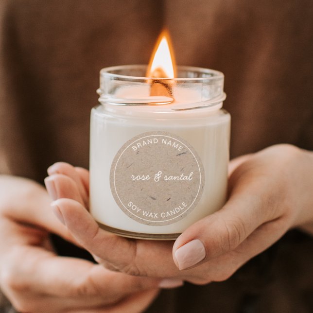 Handmade Candle Label Simple Modern Rustic Kraft (Modern rustic recycled kraft paper candle stickers and candle labels for small business  )