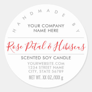 Handmade Candle or Soap Rose Red Product Label