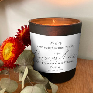 Handmade candle simple heart divider white black rectangular sticker