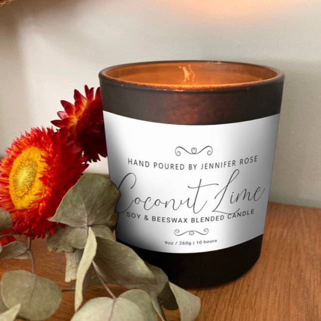 Handmade candle simple heart divider white black rectangular sticker (Creator Uploaded)