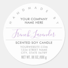 Handmade Candle Soap Purple Lavender Product Label