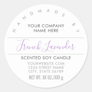 Handmade Candle Soap Purple Lavender Product Label