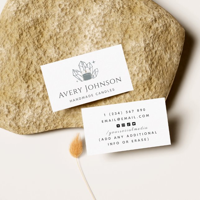 Handmade Candles Crystal Gemstone Social Media Bus Business Card (Creator Uploaded)