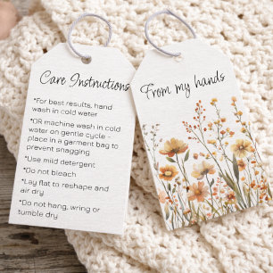 Handmade Care Instructions Wildflower Hang Tag