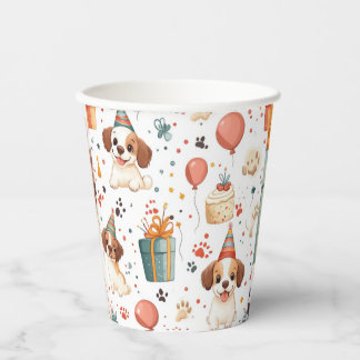 Handmade Cash Envelope – Dog Birthday Theme Paper Cups