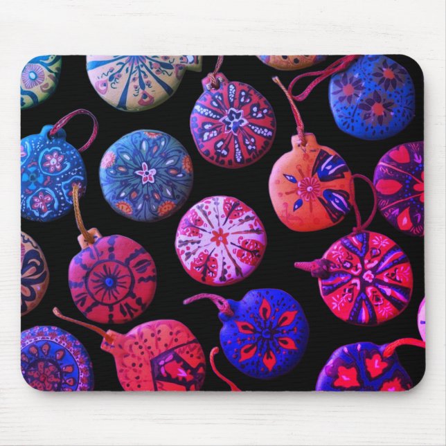 Handmade Ceramic Ornaments On a Computer Laptop Mouse Pad (Front)