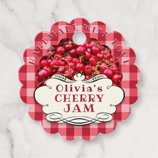 Handmade Cherry Jam Favour Tags (Front)