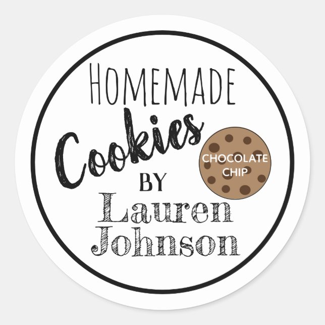 Handmade Chocolate Chip Cookies Sticker Label (Front)