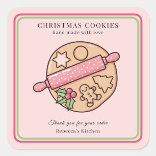 Handmade Christmas Cookies Small Business Custom Square Sticker