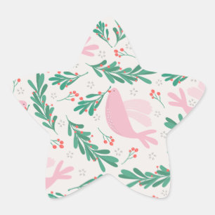 Handmade Christmas Dove of Peace Olive Branch Star Sticker