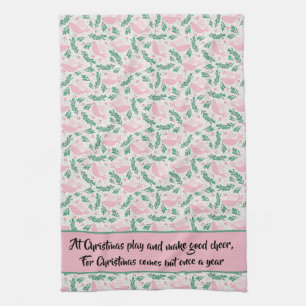 Handmade Christmas Dove of Peace Olive Branch Tea Towel