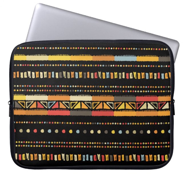 Handmade coloured stripes bright tribal seamless p laptop sleeve (Front)