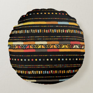 Handmade coloured stripes bright tribal seamless p round cushion