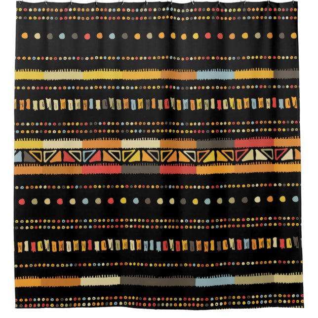 Handmade coloured stripes bright tribal seamless p shower curtain (Front)