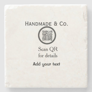 Handmade company business Scan QR details name dat Stone Coaster