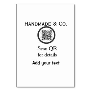 Handmade company business Scan QR details name dat Table Number