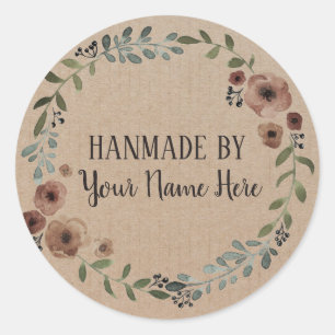 Handmade Cookie Cake Vintage Craft Floral Wreath Classic Round Sticker