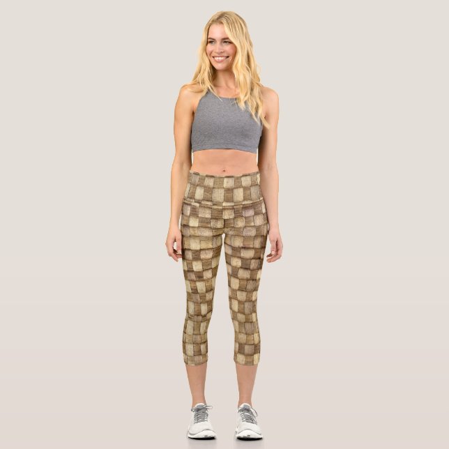 Handmade Craft Basket Seamless Texture Capri Leggings (Front)