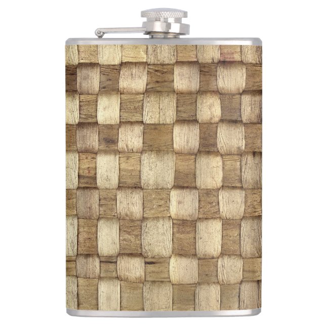Handmade Craft Basket Seamless Texture Hip Flask (Front)