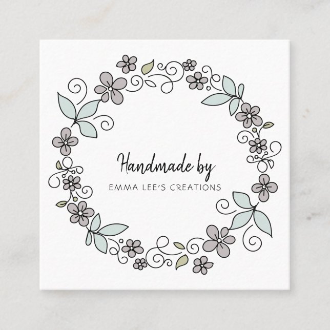 Handmade Crafter Etsy Artisan Rustic Modern  Square Business Card (Front)