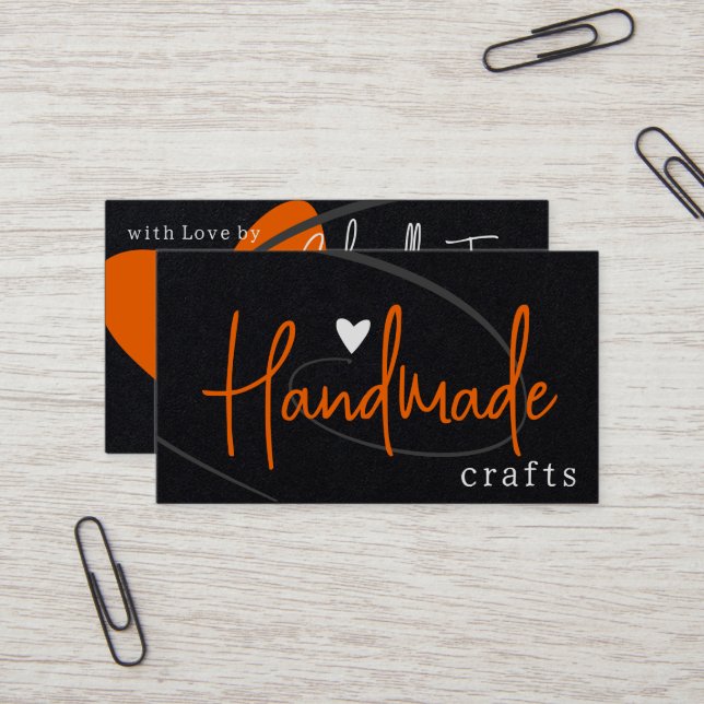 Handmade Crafts Calligraphy Signature Love Heart  Business Card (Front/Back In Situ)