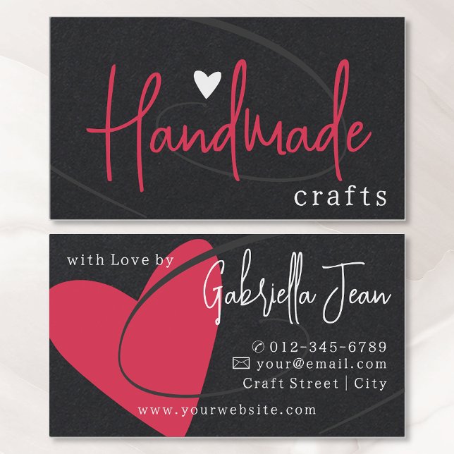 Handmade Crafts Calligraphy Signature Love Heart Business Card (Creator Uploaded)