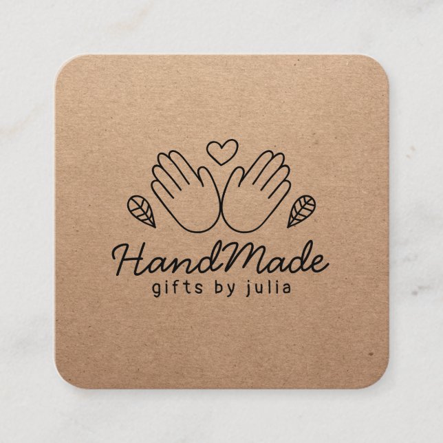 Handmade crafts modern brown kraft paper rustic calling card (Front)