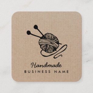 Handmade crafts modern knitting kraft paper rustic square business card