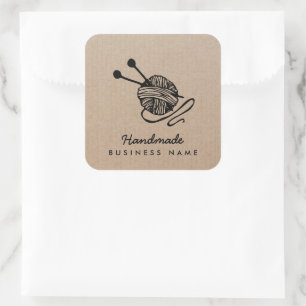 Handmade crafts modern knitting kraft paper rustic square sticker