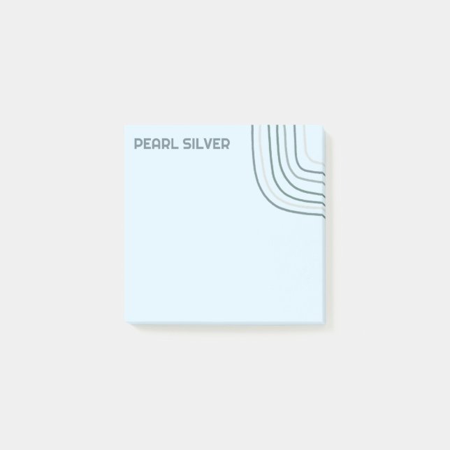 Handmade Curve Lines CUSTOM Monogram Personalised  Post-it Notes (Front)