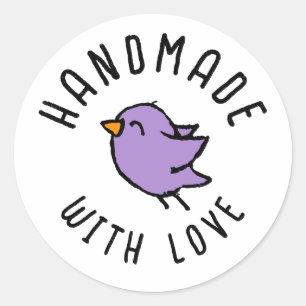 Handmade Cute Doodle Bird Drawing Classic Round Sticker