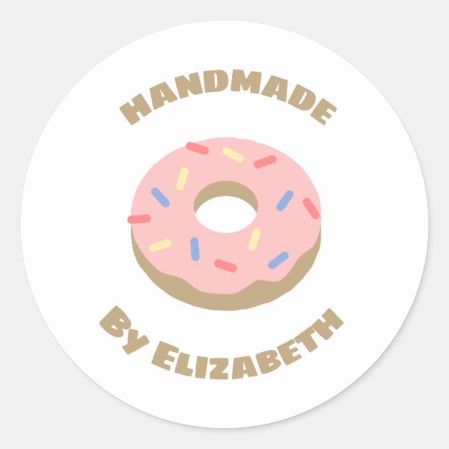 Handmade Doughnuts Classic Round Sticker (Front)