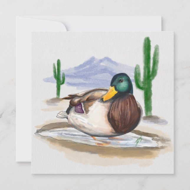 Handmade Duck in puddle (Beatrix Potter Style) Holiday Card (Front)