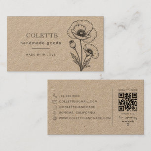 Handmade Flower Logo Kraft Business Card