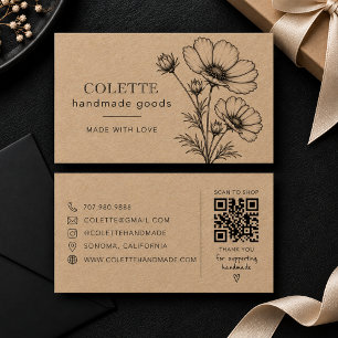Handmade Flower Logo Kraft Business Card