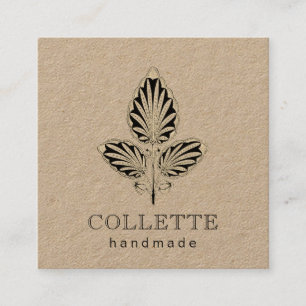 Handmade Flower Logo Kraft Square Business Card