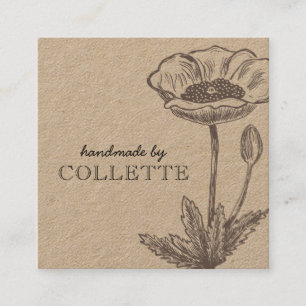Handmade Flower Logo Kraft Square Business Card