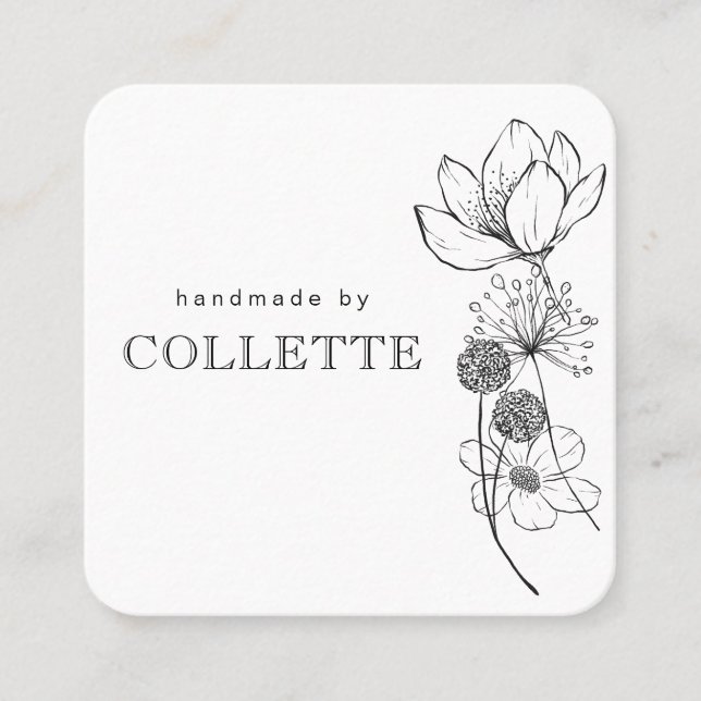 Handmade Flower Logo  Square Business Card (Front)