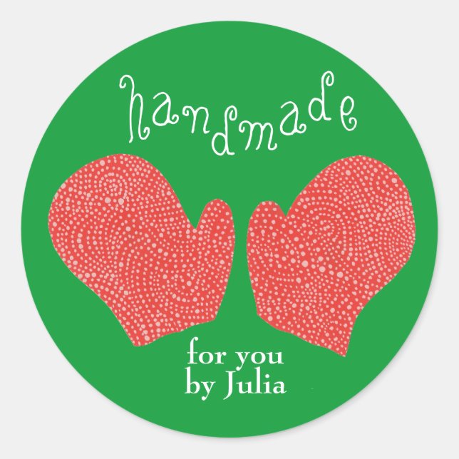 "Handmade For You by (Name)" holiday sticker (Front)