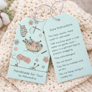 Handmade for You Crochet/Knit Care Instructions Gift Tags