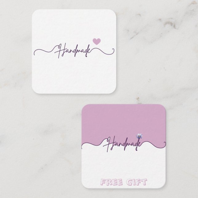 Handmade Free Gift Floral Small Business Packaging Enclosure Card (Front/Back)