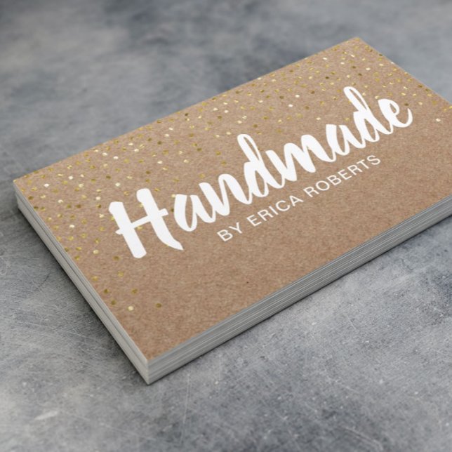 Handmade Gift Gold Confetti Rustic Kraft Business Card (Creator Uploaded)