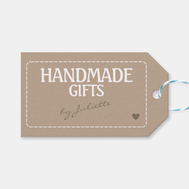 Handmade Gifts Rustic Kraft Paper Thank You Tags (Front (Horizontal))