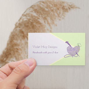 Handmade Heart - Pastel Knitting or Yarn Craft Business Card