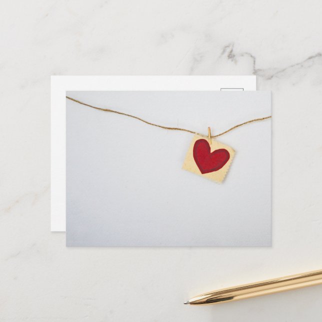 Handmade Heart Postcard (Front/Back In Situ)