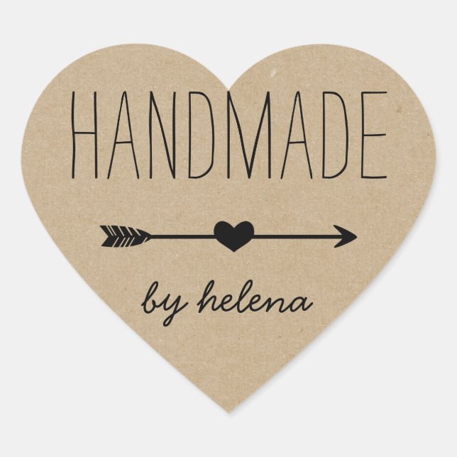 Handmade Heart | Rustic Kraft Look Sticker (Front)