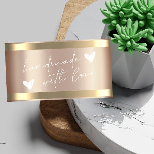 Handmade Hearts Gold Stripe Rose Gold  Business Card