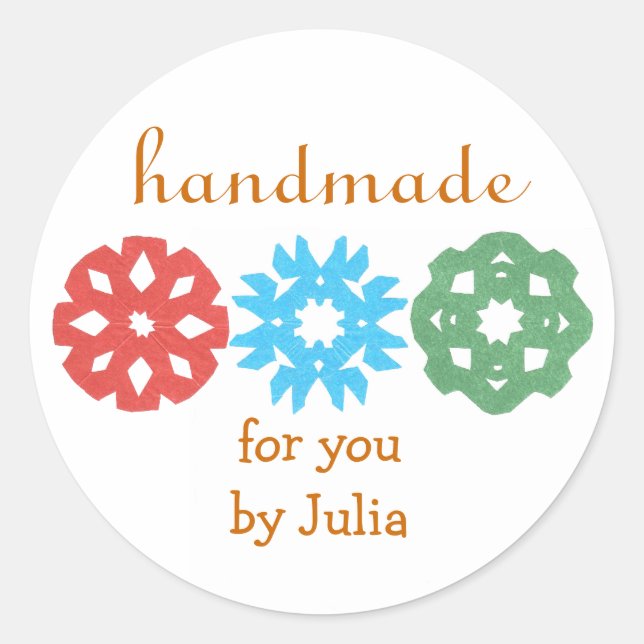 "Handmade" holiday gift label (Front)